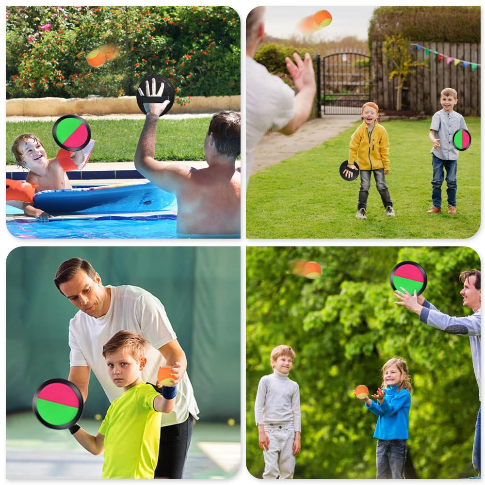 FORMIZON – Jeu De Lancer Et Attrape Avec 4 Raquettes Et 2 Balles, Activité Extérieure Plage, Jardin, Piscine Pour Enfants Et Adultes
