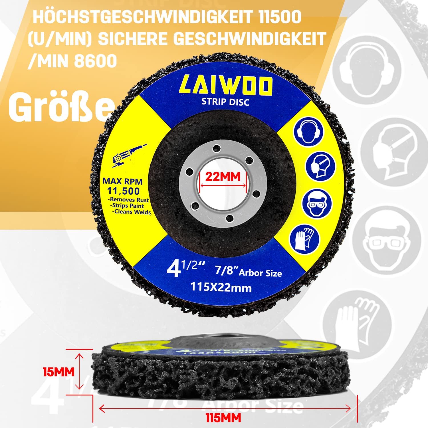 LAIWOO CSD Disques de Nettoyage - 115 x 22 mm Disque Meuleuse Pour Traitement de Surface Peinture Disque Abrasif pour Meuleuse D'angle- Lot de 5 Violet