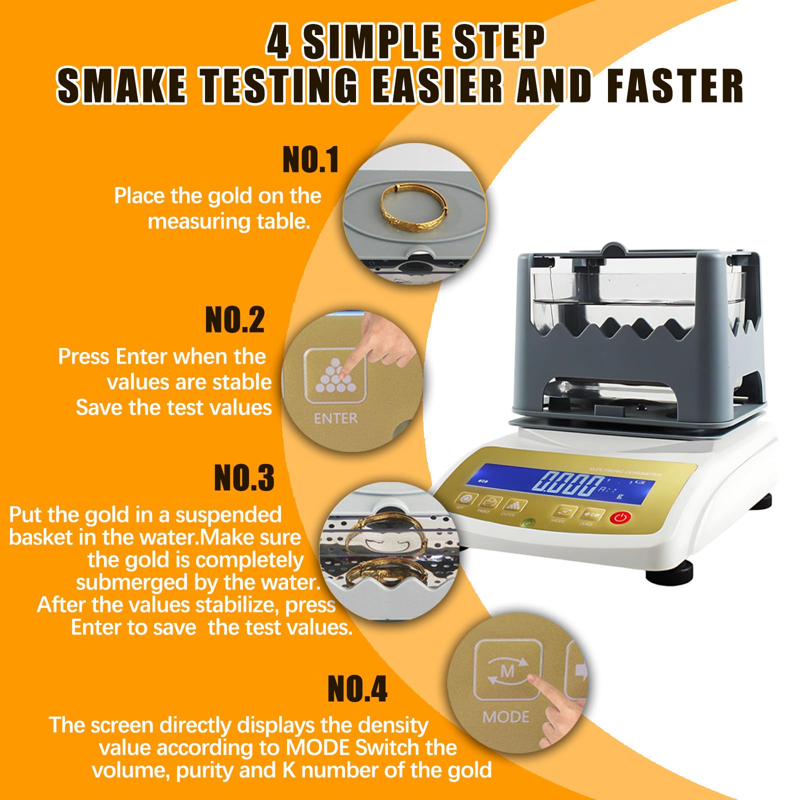 Probador electrónico de pureza de Oro, comprobador Digital de autenticidad de Metales Preciosos, medidor de pureza de Oro, densímetro para Laboratorios, joyerías y Bancos 300K
