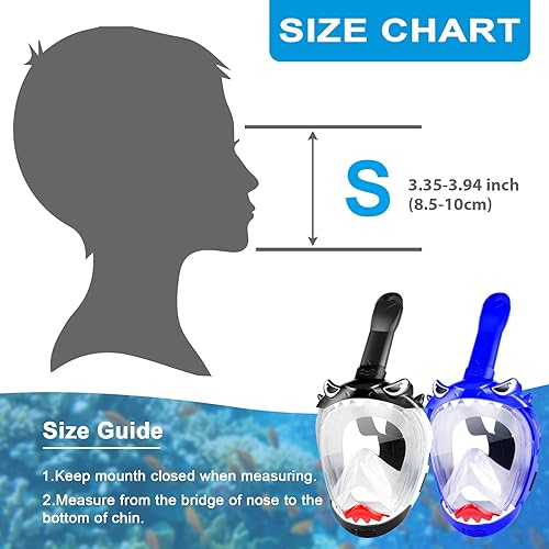 Miniatura 2 de Full Face Snorkel Mask for Kids with 180 Panoramic View, Snorkeling Set Featuring Anti-Leak and Anti-Fog Foldable Dry Top Design for Safe Underwater