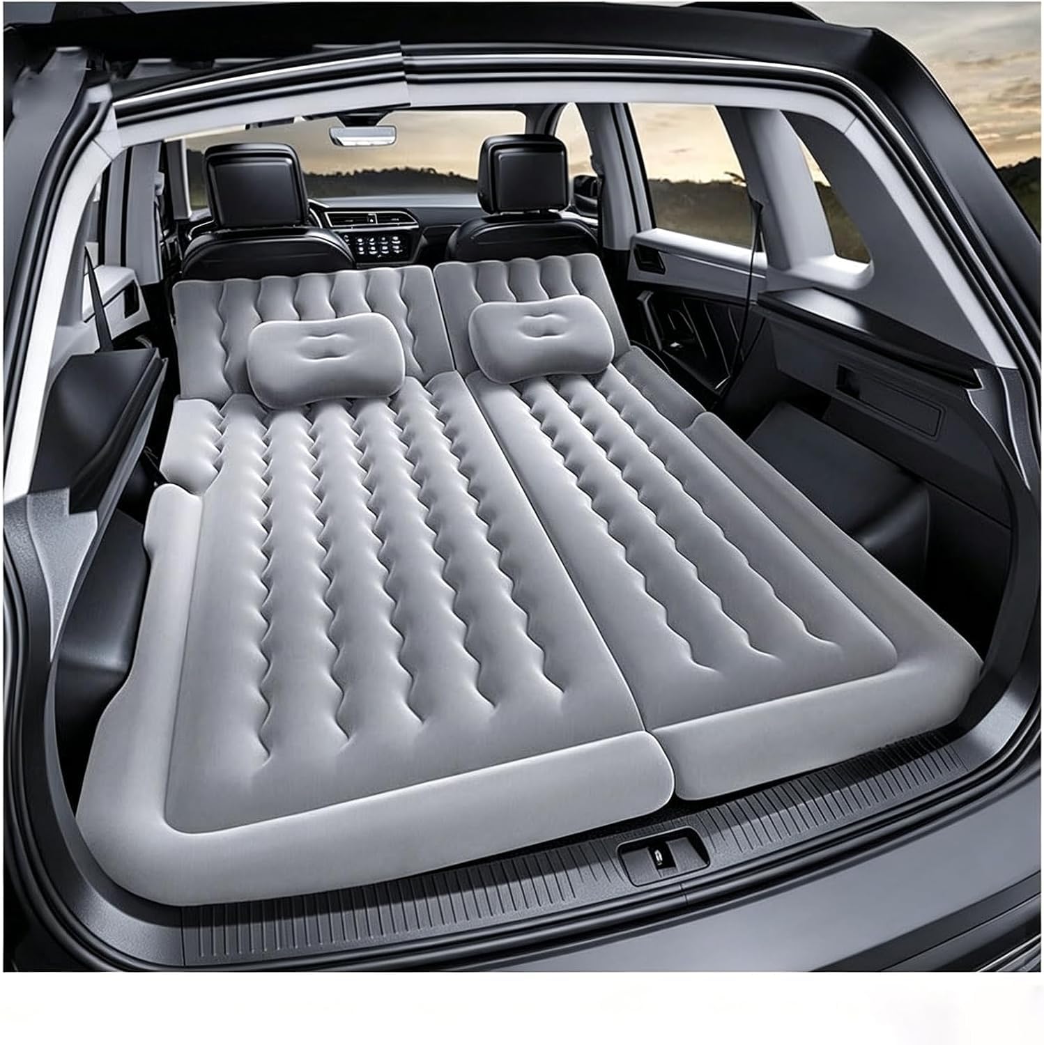 ONEMAJI Car Inflatable Mattress for VW Polo VI Bj. 2017-2022 2023 2024, Portable Car Air Mattress with Pillow for Camping, Back Seat Cushion Camping Travel Mat, gray