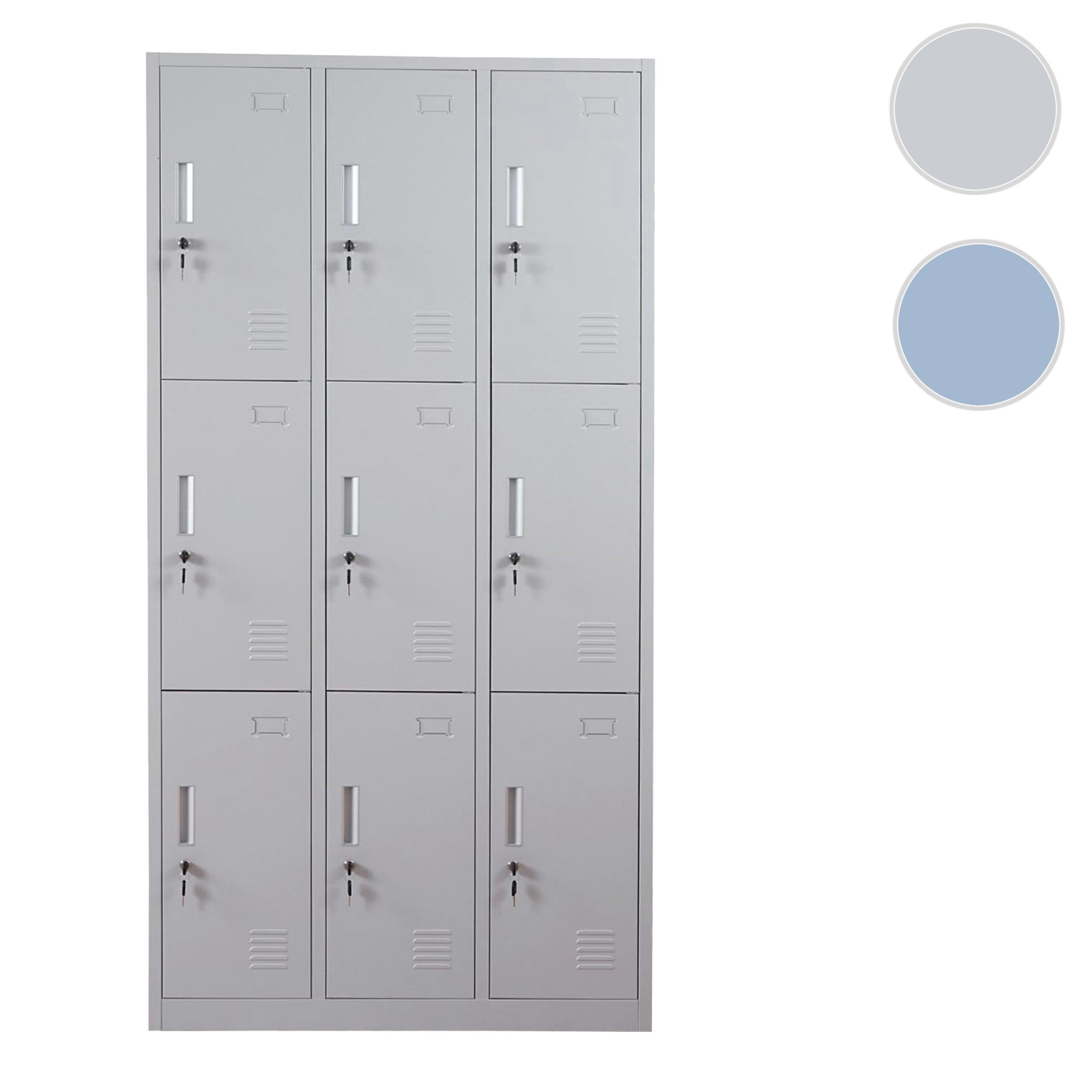 Schließfach Boston T829, Schließfachschrank Wertfachschrank Spind, Metall 9 Fächer - grau