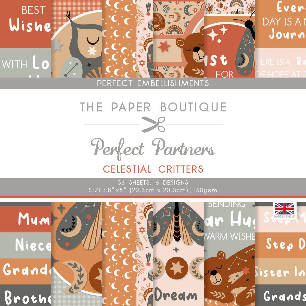Creative World Of Crafts Multicoloured The Paper Boutique-Perfect Partners-Celestial Critters-Embellishments, 8 X 8 Inches