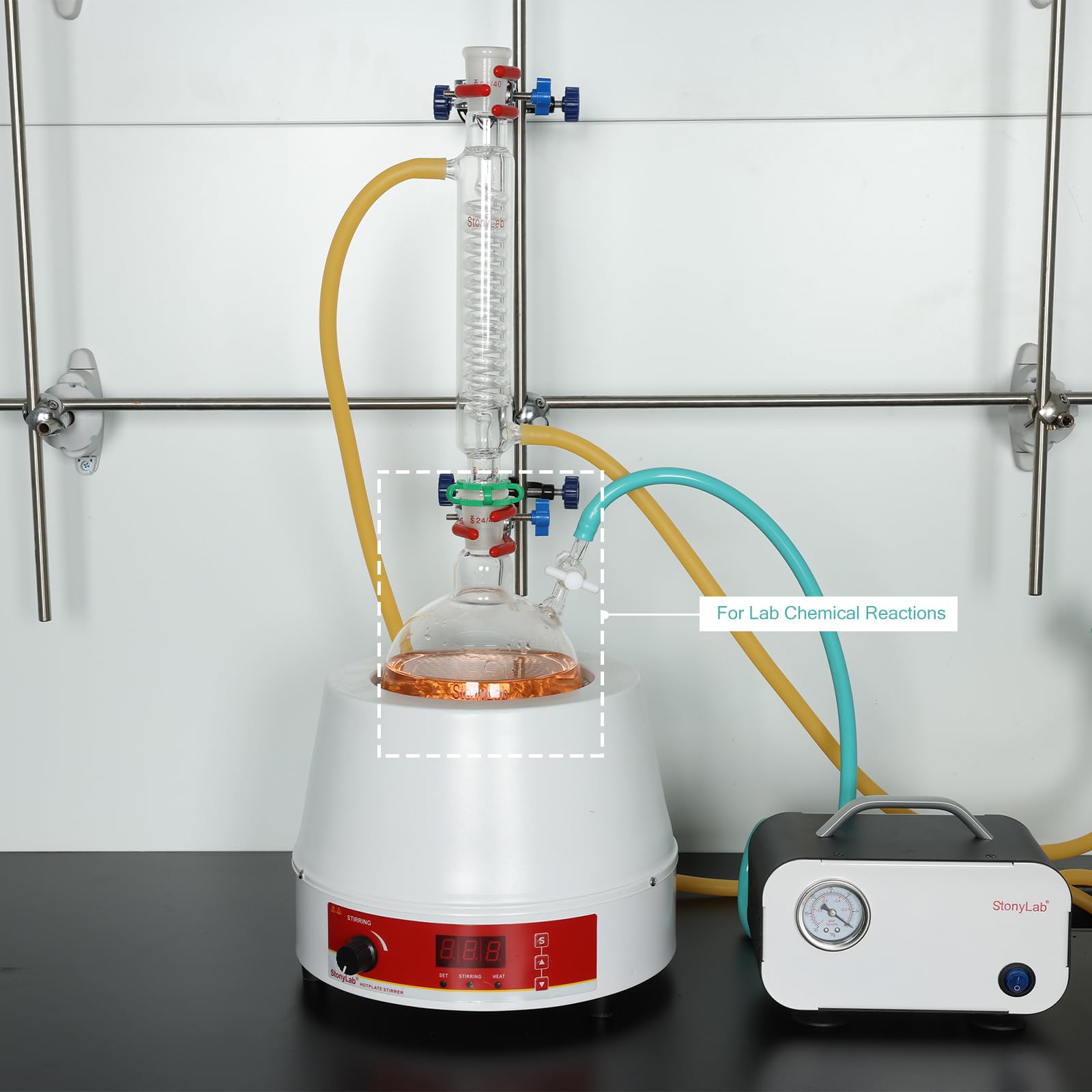 StonyLab 5000 ml borosilicaatglas, enkele hals, platte bodem