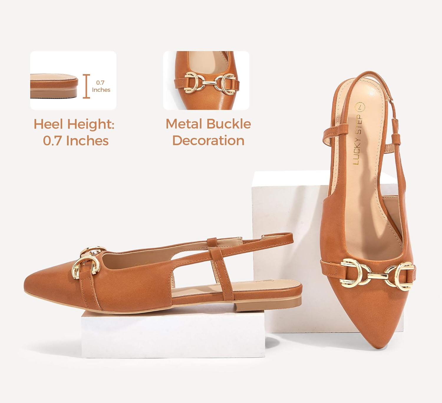 LUCKY STEP Women's Slingback Flats Pointed Toe Elegant Ballet Flat Comfortable Fashion Slip On Dressy Mule Sandals - Image 6