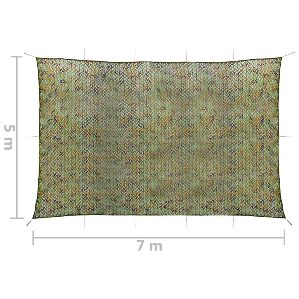 vidaXL Red de Camuflaje con Bolsa de Almacenamiento Acampar al Aire Libre Vehículos Observación de Aves Caza Pistolas Juego de Paintball Verde 5x7 m