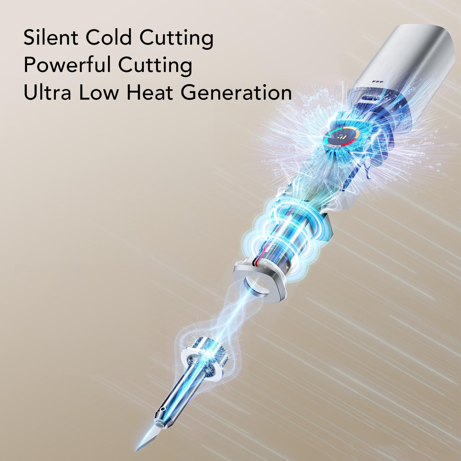 Fafeicy Ultraschallschneider, 40 KHz, 40 W, Intelligente Temperaturregelung, Kabelloses Schneidwerkzeug für Kunststoff-Leiterplatten, Kohlefaser-Handwerker, Bastler (EU-Stecker)