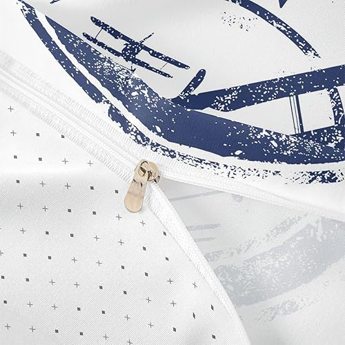 Miniatura 6 de Feelyou Juego de funda de edredón para niños, tamaño Queen, juego de ropa de cama de avión para niños pequeños, juego de funda de edredón de