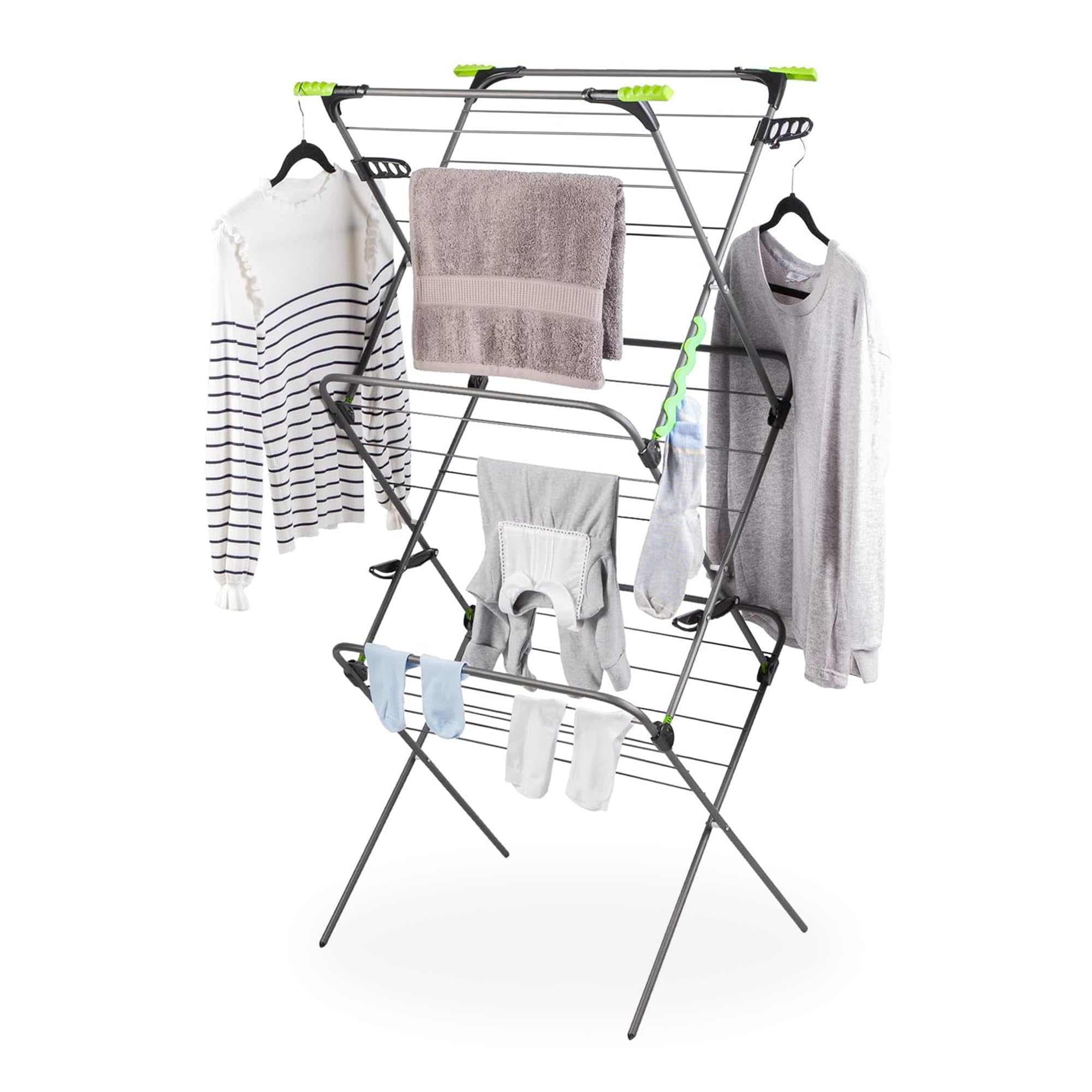 Minky Ergo Supreme Sure Grip 3 Tier Airer, Clothes Drying Rack For Indoor & Outdoor Use, Foldable Airer with Large 27m Capacity, Drying Rack with Non-Slip Feet