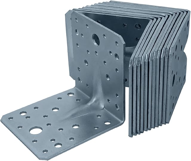 HELPMATE Łącznik kątowy z rowkiem 100 x 100 x 90 mm, ocynkowany galwanicznie, pasywowany na niebiesko, łącznik do drewna 12 sztuk, srebrny, 8099978
