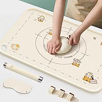 Extra Thick 34x24 Inch Silicone Pastry Mat with Measurements - Non-Slip Non-Stick Baking Kneading Board with Raised Edges