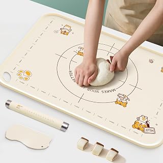 COOKSTYLE 34x24 Extra Thick Silicone Baking Mat - Non-Slip Pastry Board with Measurements & Raised Edges
