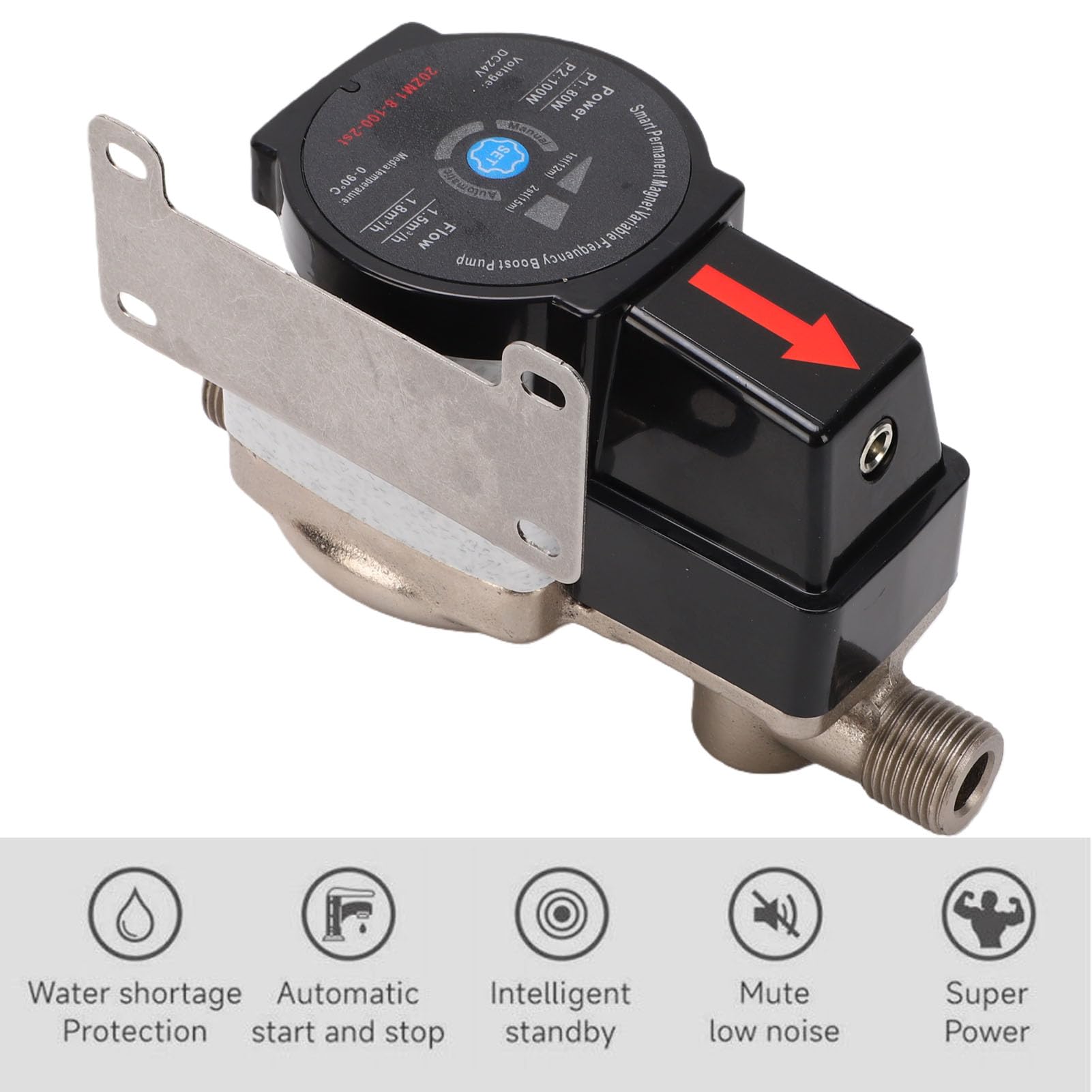 Topiky Pompa Booster Pressione Acqua con Rotore in Ceramica Prestazioni Efficienti e Silenziose per Appartamenti e Case Connessione da 12 Mm (Spina UE 100-240 V)