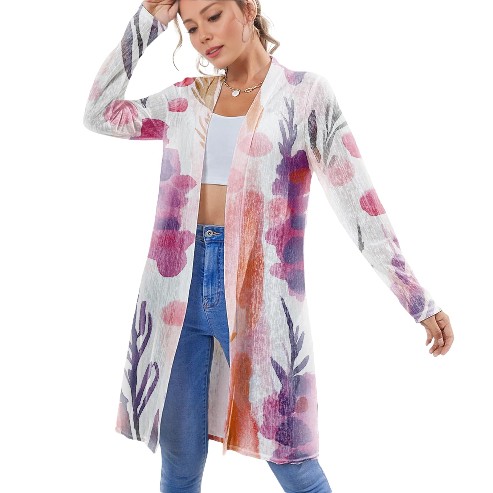 Open Front Cardigan For Women Boho Vintage Soft Long Beach Cover Ups For Women Trendy Lightweight Summer Wear