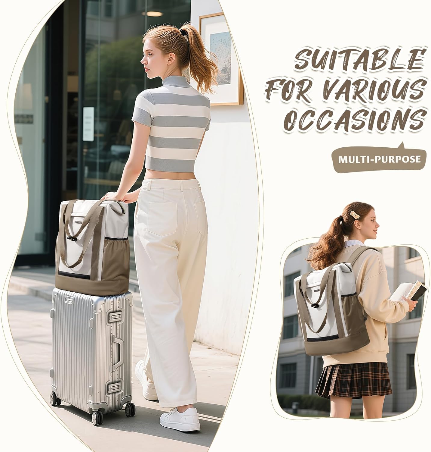 Laptop Backpack for Women,Adjustable Tote Work Business Backpack,TravelPersonal Carry On Bag,17.3Inch,WChampagne - Image 7