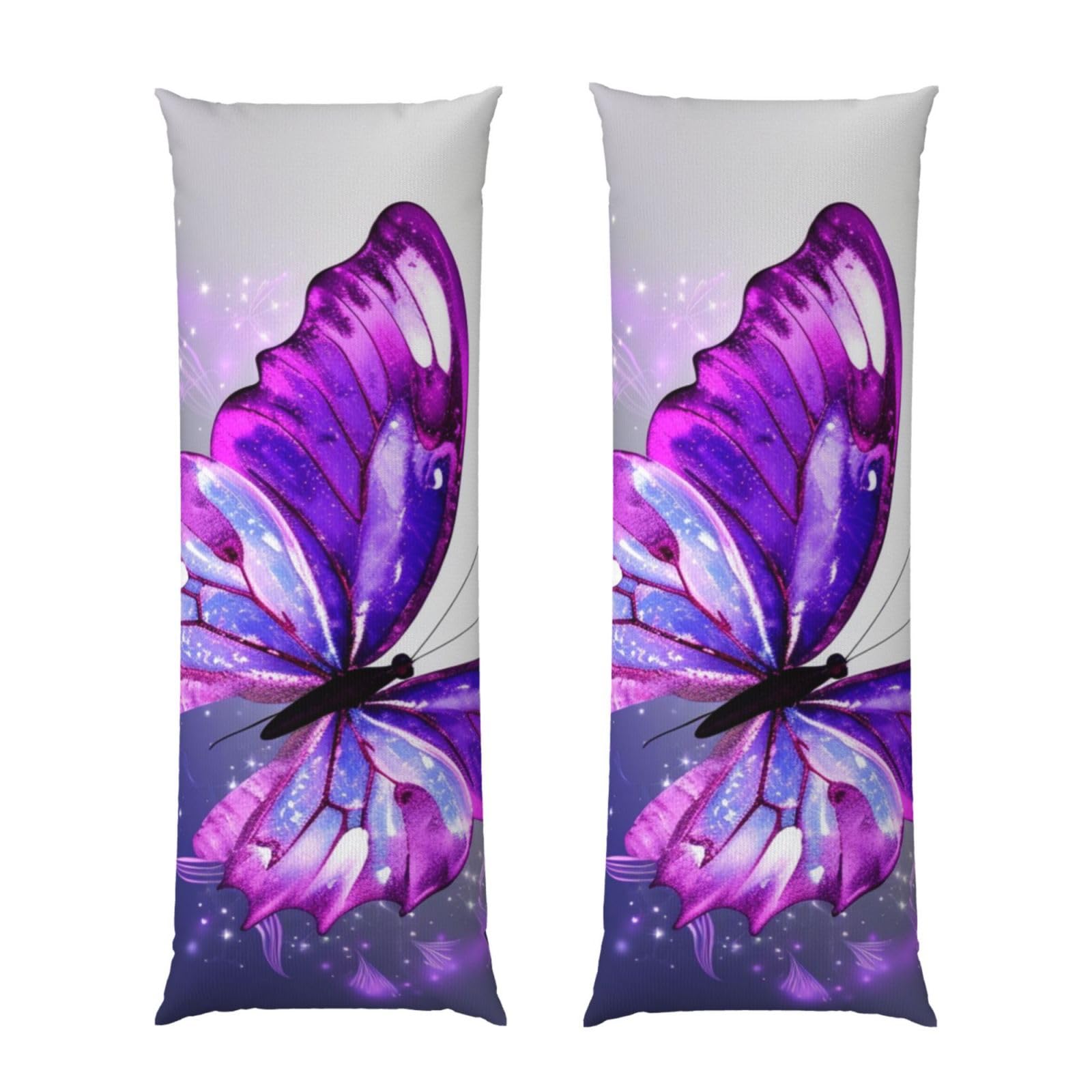 Housse de coussin de corps papillon violet 50x152 cm pour un lit ou canapé élégant