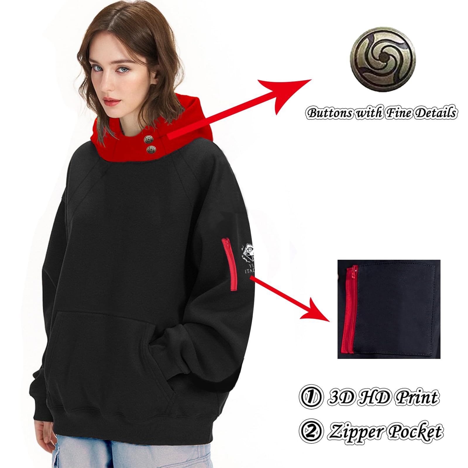 Sudadera unisex con capucha de anime para hombre, color negro, 3D, sudadera con capucha, chaqueta para exteriores