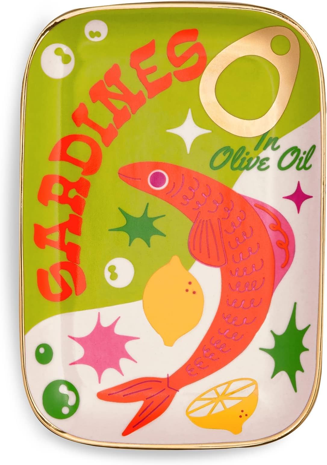 ban.do Novelty Trinket Tray, Ceramic Jewelry Dish, Small Decorative Tray for Keys or Decor, Cute Catchall Tray, Sardines