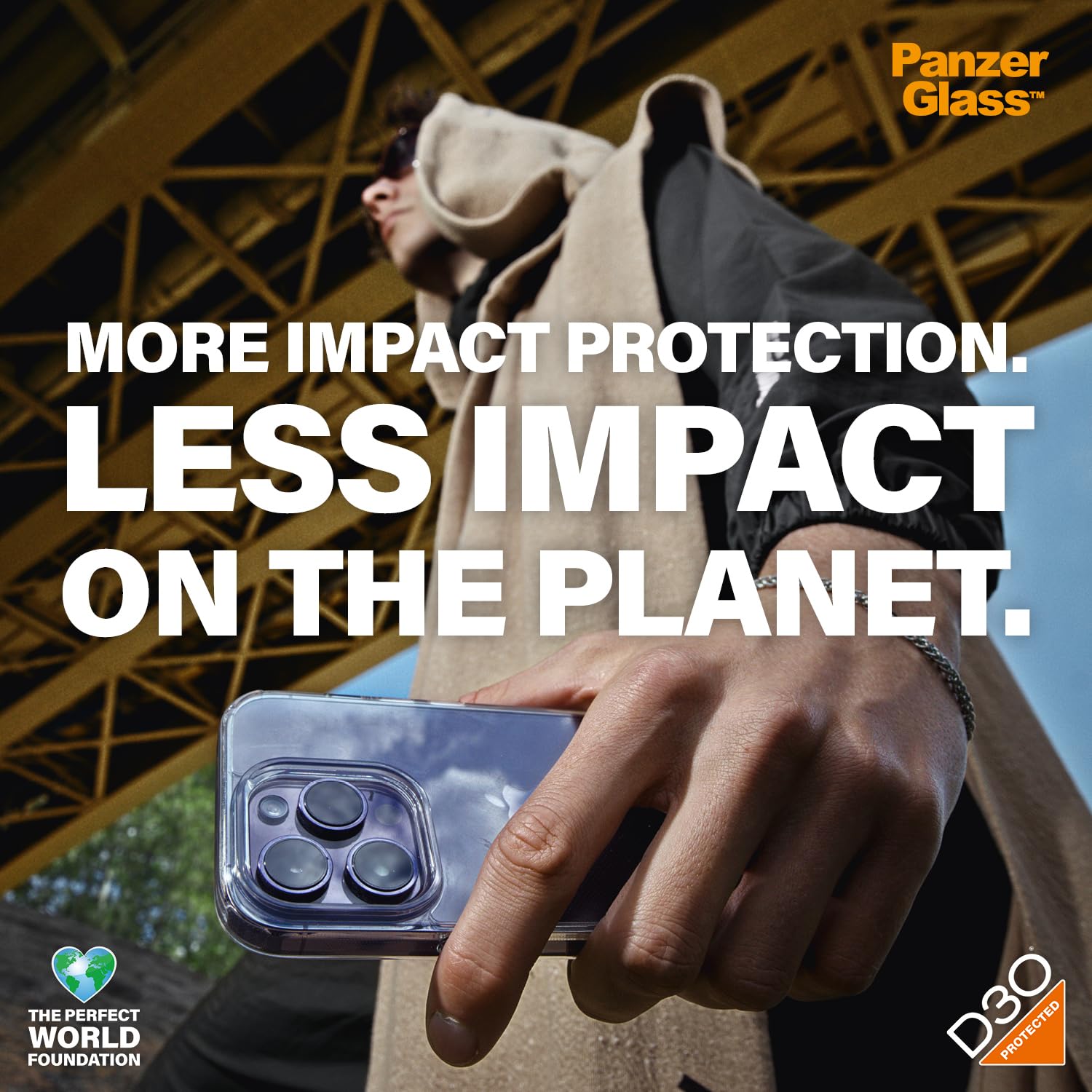 PanzerGlass™ HardCase con D3O® Bio per Apple iPhone 15 Pro - Protezione Ultima, Minimo Impatto Ambientale ed Estrema resistenza ai graffi e agli urti