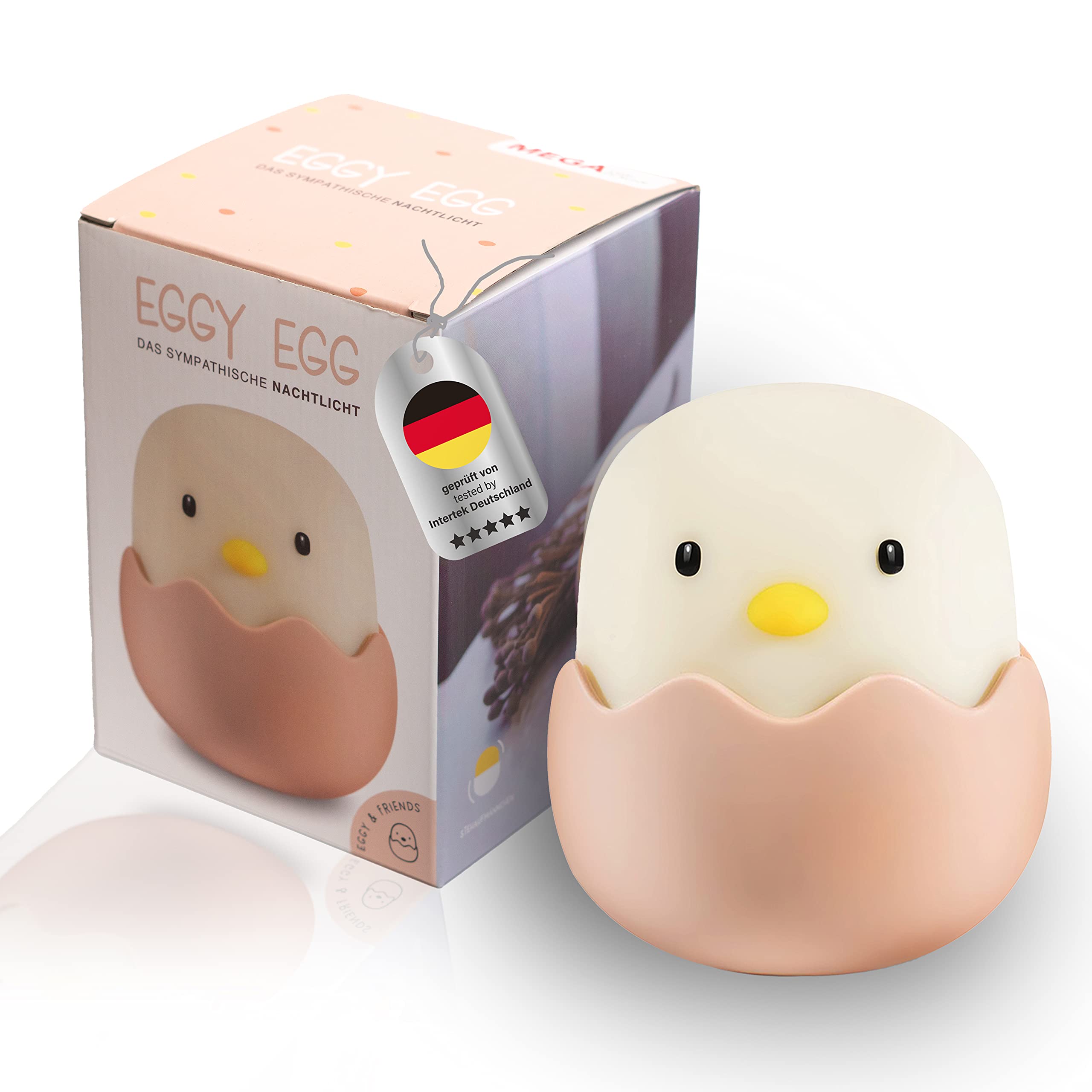 MegaLight Luz nocturna LED niños | Luz nocturna bebé sin piezas pequeñas tragables | Luz lactancia táctil regulable | Lámpara de noche carga USB | Eggy Eggy