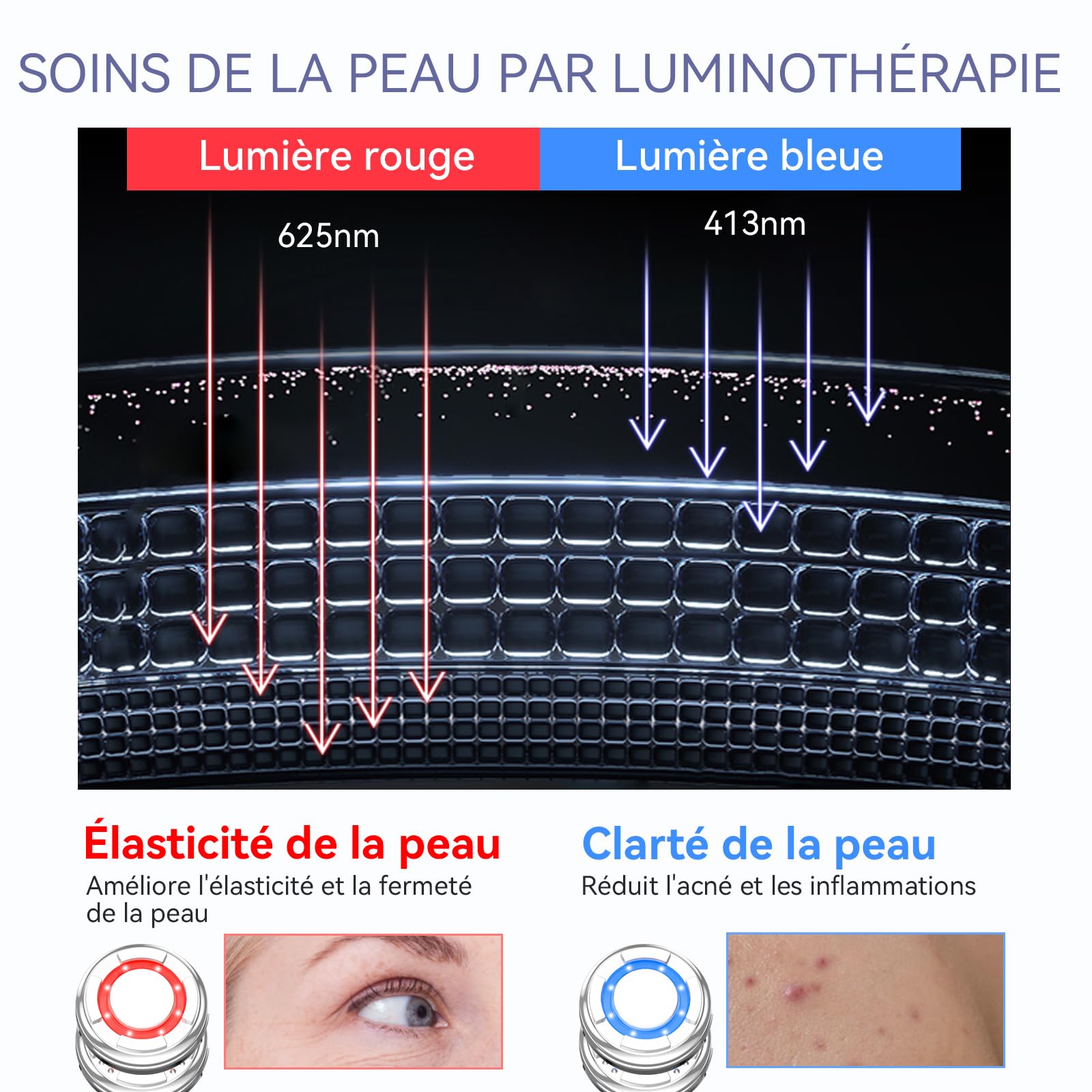 ANLAN 5 in 1 Gesichtsmassagegerät gegen Falten Rote und Blaue Lichttherapie EMS Heat Cool Vibration