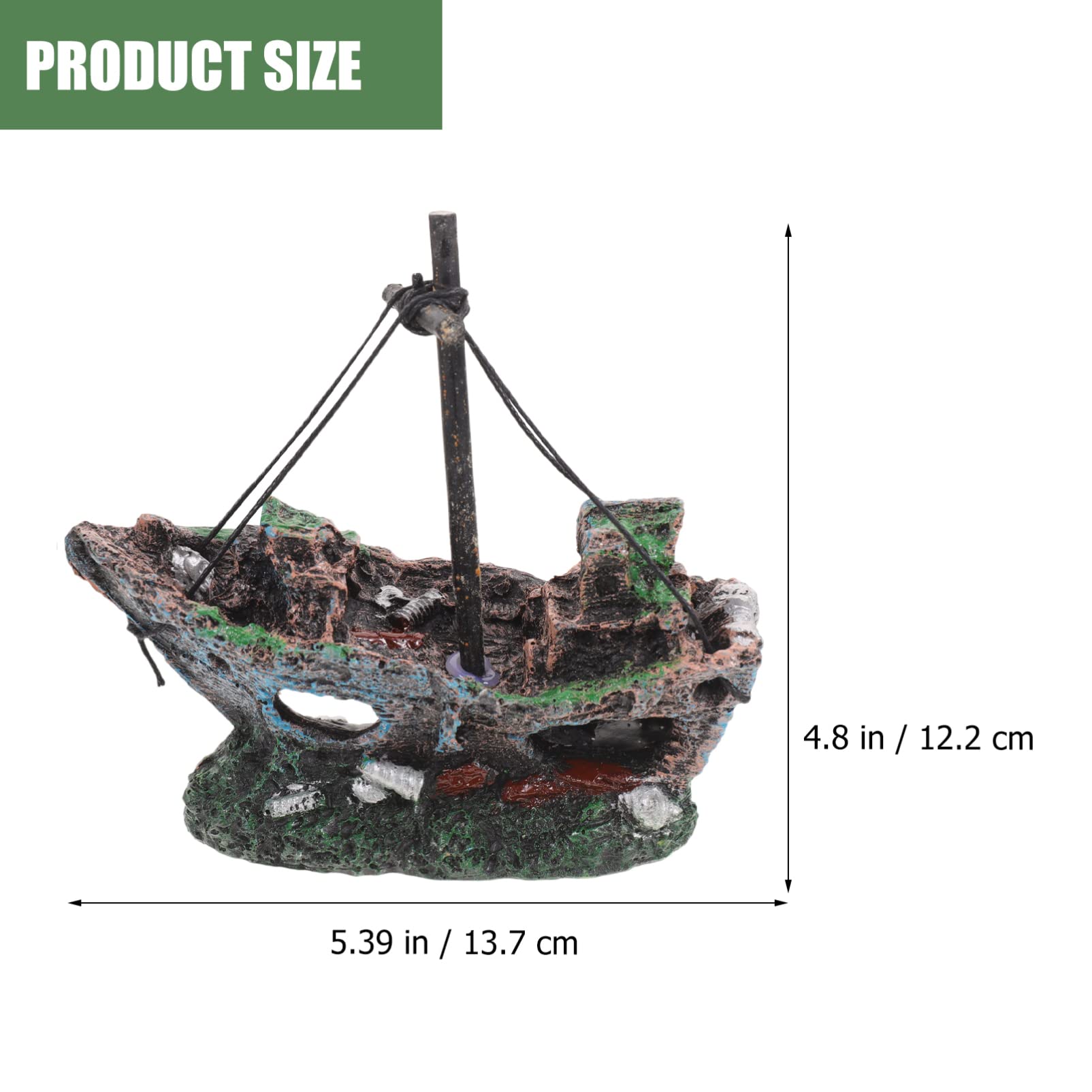 Hohopeti 3piezas Adorno De Acuario Resina De Barco Hundido Decoración para Peceras y Acuarios Refugio para Peces y Camarones Accesorios Acuáticos Duraderos y Seguros