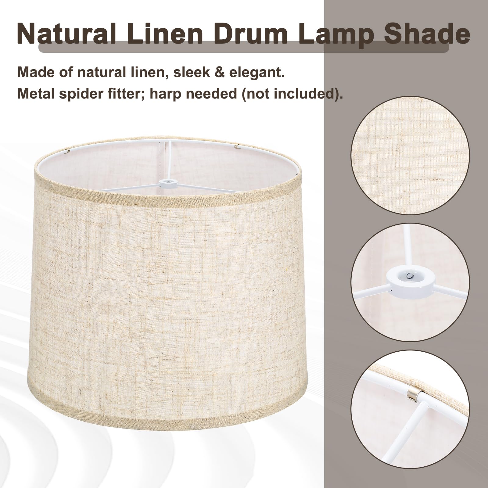 Drum Linen - Paralume a forma di ragno, 2 pezzi, 30,5 x 33 x 25,4 cm, colore: Beige