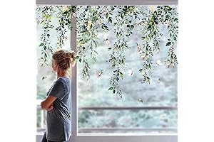 Whaline Magnolia Flowers Window Clings Spring Plant Hanging Vine Floral Leaf Window...