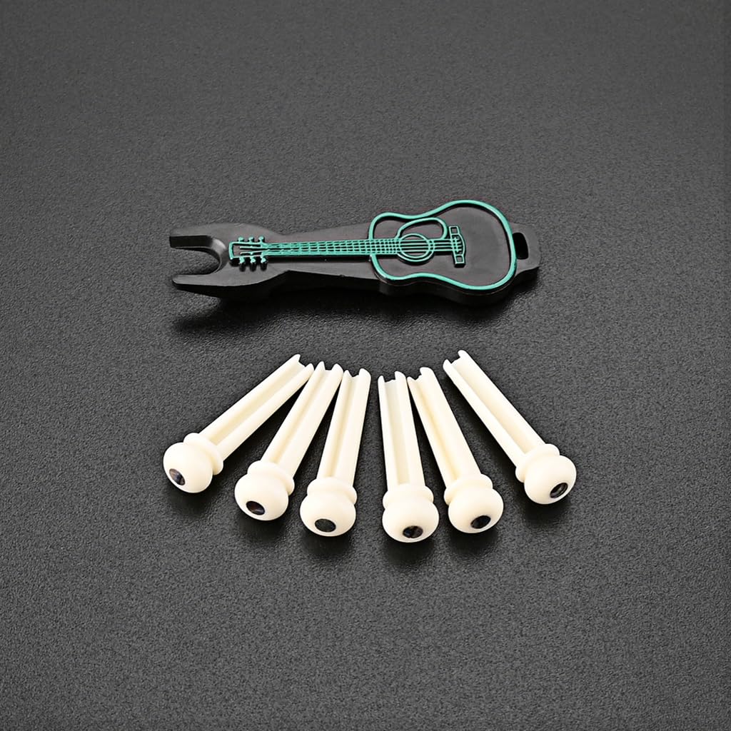 RuiJOTWAT Acoustic Guitar String Nail Peg Pulling Puller Bridge Pin Remover Handy Tool with 6 Guitar String bridge pins