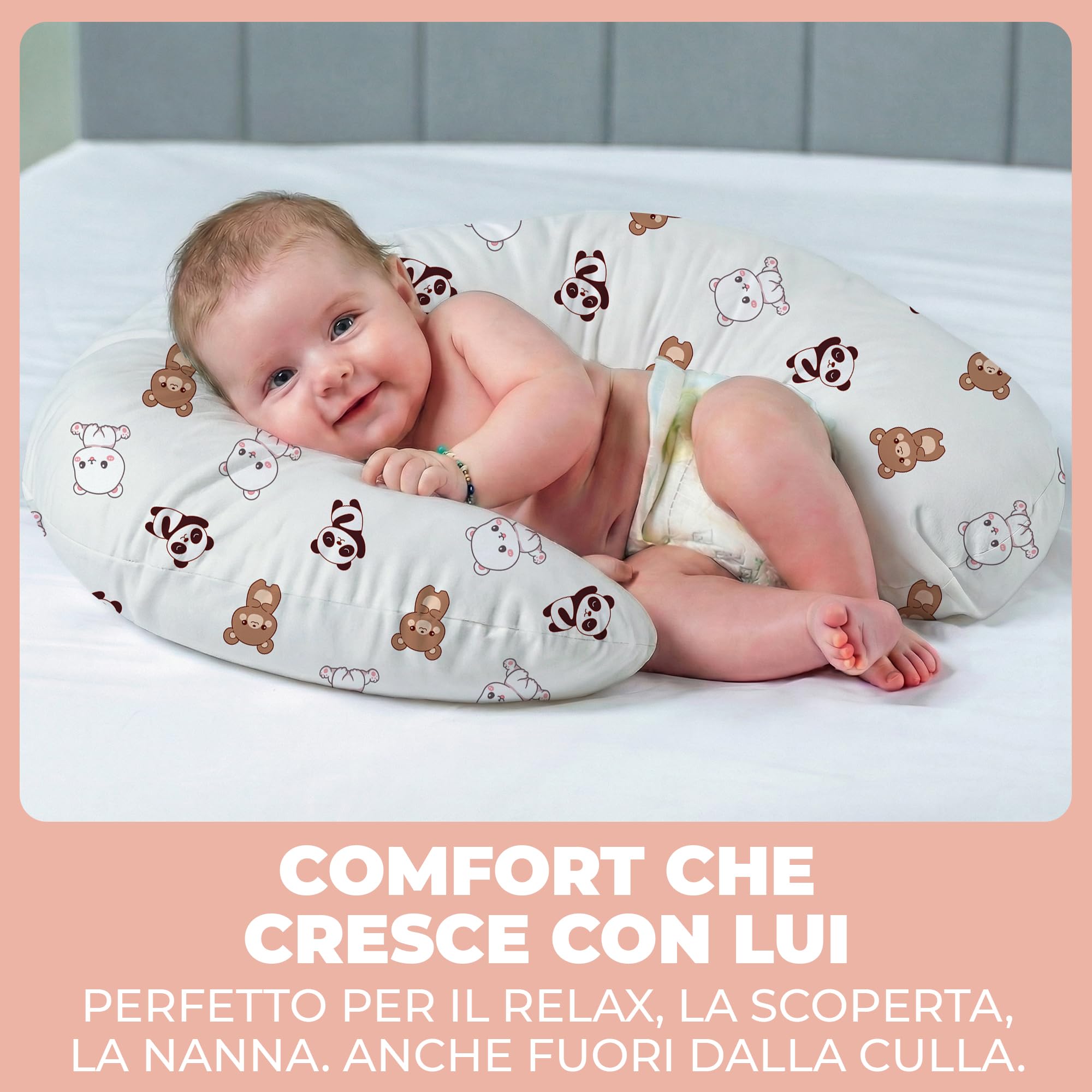 Cuscino Allattamento e Gravidanza Ciambella Allattamento Neonato con Federa in 100% Cotone e Morbido Riempimento Supporto Ergonomico alla Schiena Idea Regalo per Neo Mamme Accessorio Premaman Lavabile