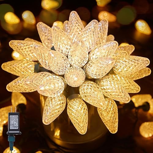 Miniatura 8 de Luces de Navidad C9 para exteriores con 110 clips de resorte, 81 pies, 110 luces LED C9, impermeables, conectables para exteriores, techo, patio,
