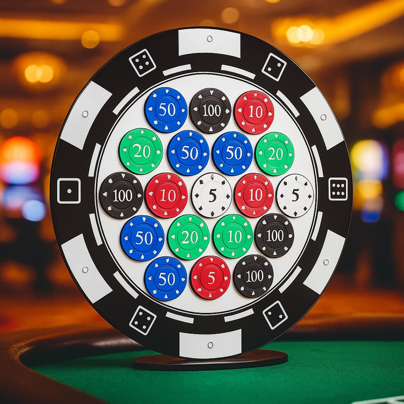 GlikCeil Casino-Chip-Halter, 13,5 x 22,9 cm, Wandmontage, Vitrine für 24 Pokerchips, Acryl-Pokerchip-Tabletts, Acryl-Display-Rahmen für Münzsammler und Zubehör