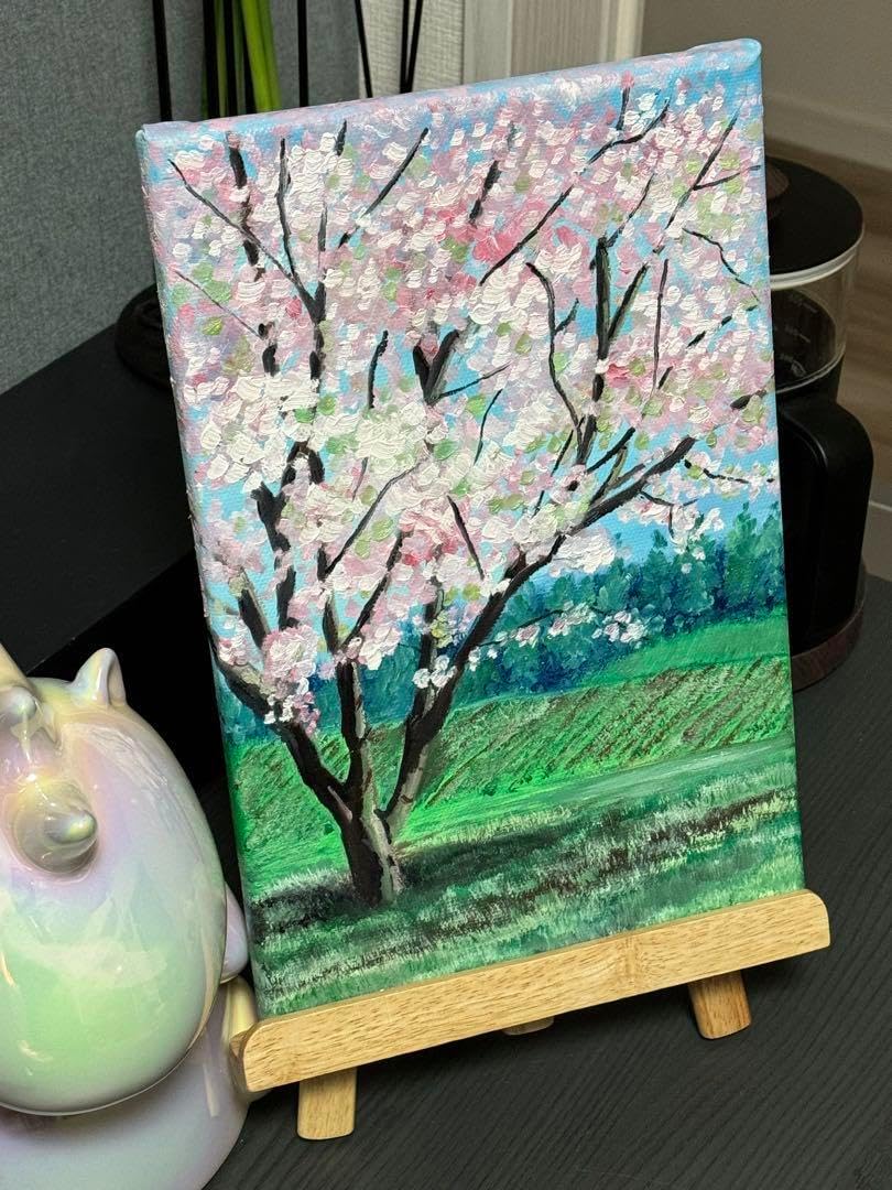 隣のブルーミング」 手描き 油絵 風景画 原画 油彩画 印象派