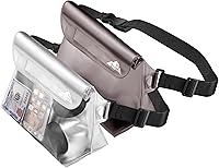 Vista 17 de HEETA Paquete de 2 bolsas impermeables con correa para la cintura, bolsa seca táctil con cinturón ajustable para teléfono, objetos de valor