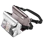 HEETA 2-Pack Waterproof Pouch with Waist Strap, Screen Touchable Dry Bag with Adjustable Belt for Phone Valuables for Kayaking Swimming Snorkeling Boating Fishing Surfing Beach (White & Grey)
