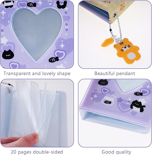 Miniatura 10 de Carpeta de tarjetas fotográficas de 2 piezas, mini álbum de fotos Kpop, carpeta Kpop Love Heart Hollow de 3 pulgadas, mini soporte para tarjetas de