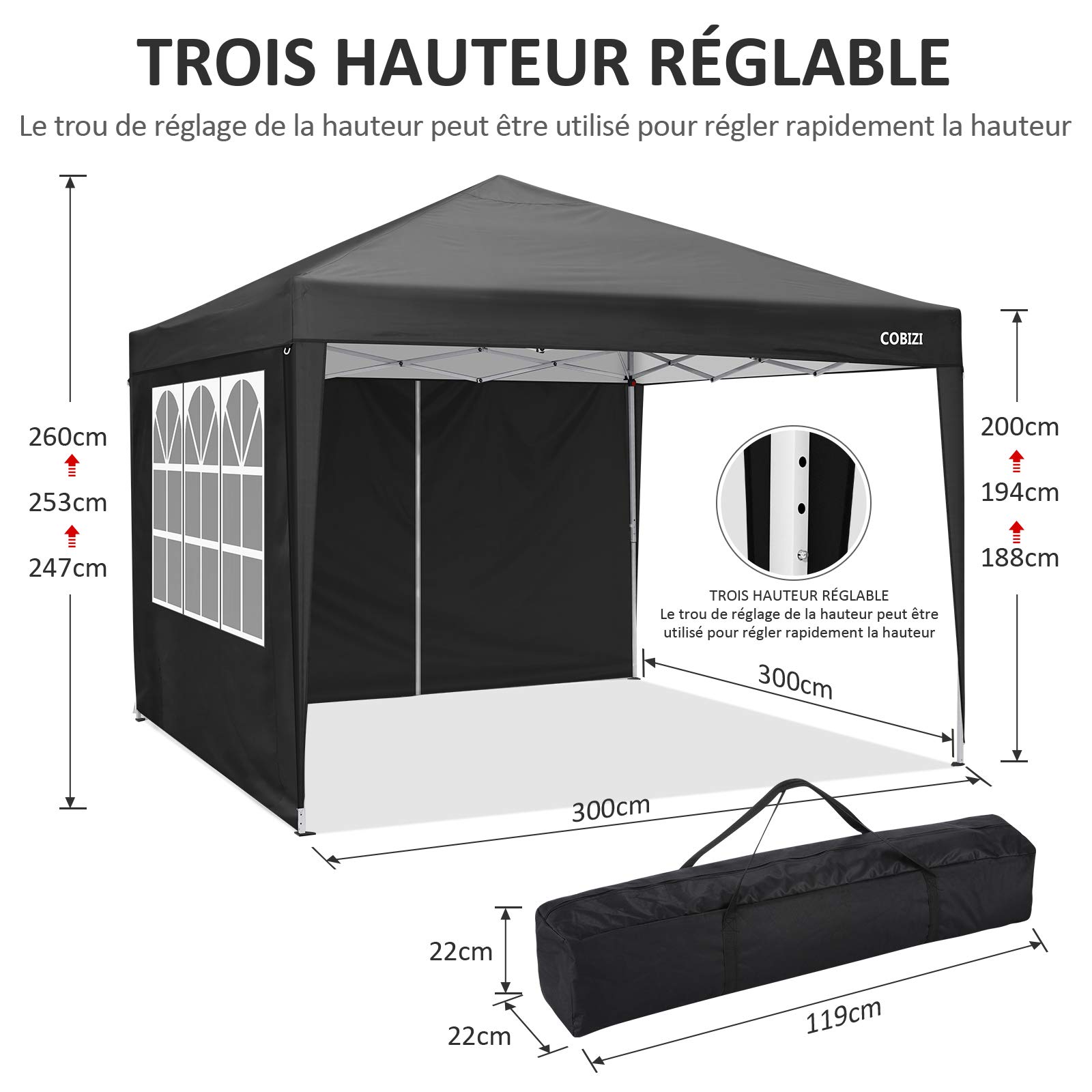 COBIZI Tonnelle Tente Pliant Tonnelle de Jardin, étanche Pavillon Tente de réception pour Exterieur