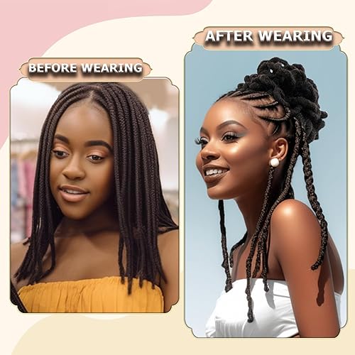 Miniatura 4 de Loc - Cola de caballo para mujeres negras, 2 piezas, moño de pétalos locales con cordón para mujeres negras (2 unidades, 33#)