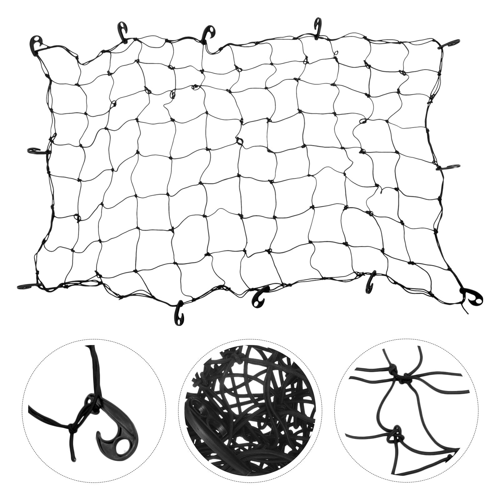 Hemobllo Chargement Complète Noir Caoutchouc et pour en de Toit Filet Élasticité Protection de Voiture SUV pour Valises et Bagages Porte-Bagages
