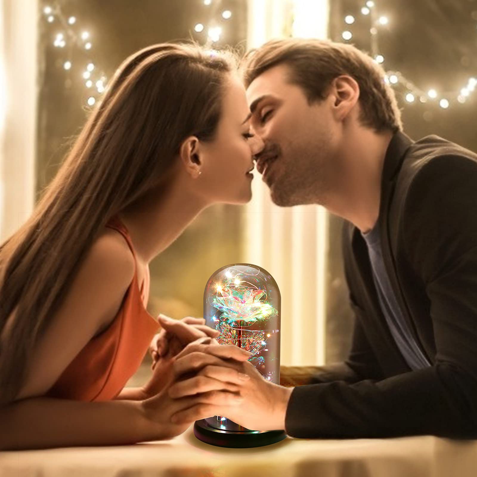 Rosa Eterna Bella E La Bestia - Con Cupola Di Vetro E Luci LED, Regalo Romantico - Foto 4
