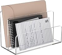 Vista 1 de Acrylic File Holder 2 Compartment, Clear Desk File Organizer, Office Magazine File Folder Organizer