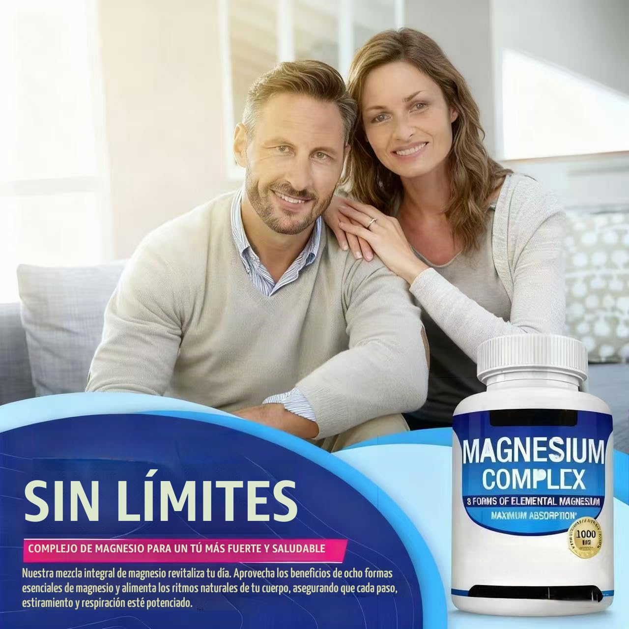 Complejo de magnesio | Nuevo 8 en 1, ayuda a promover la relajación muscular, el sueño y la salud ósea,2pcs
