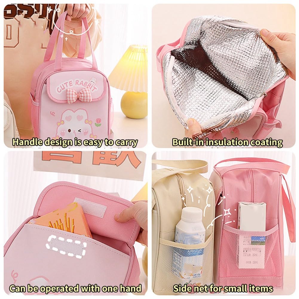 QQIAEJIA Borsa per il pranzo isolata da donna Kawaii Borse per il pranzo per gli uomini