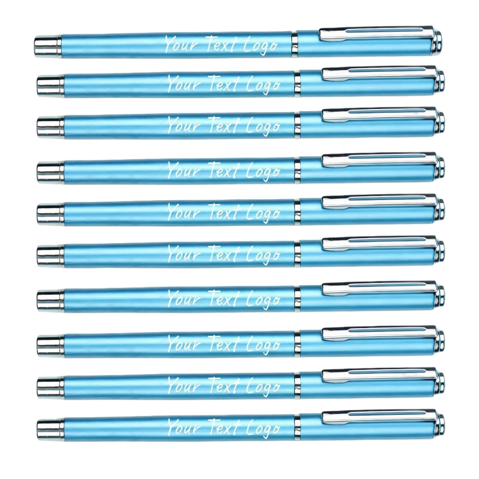 Up to 100Pcs Personalised Gel Ink Rollerball Pens Bulk - Roller Ball Pen Refillable - Custom Logo Nice Pens for Business and Office Supplies - Fine Line, Luxury Pen men&women (Blue, Pack of 100)