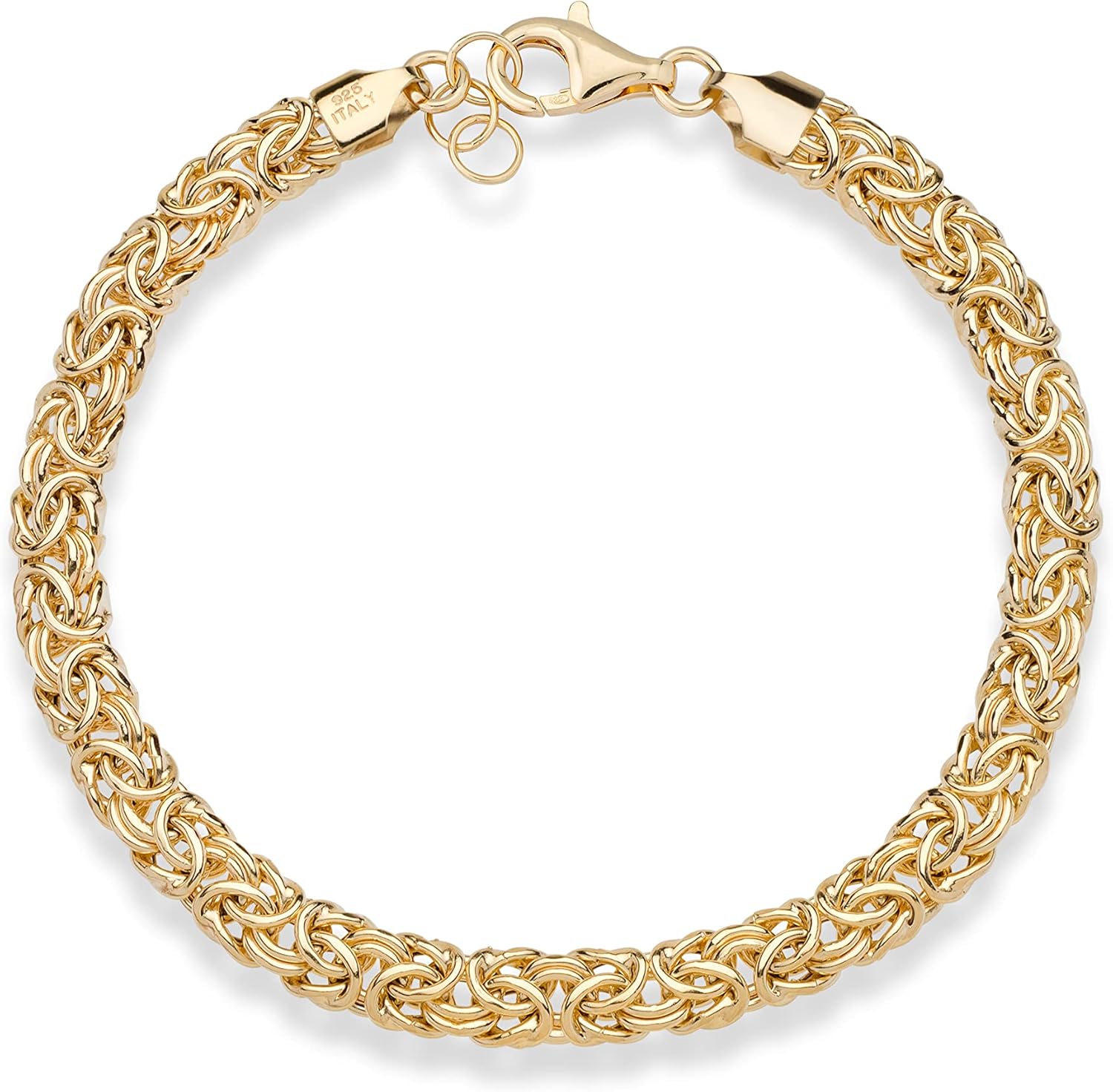 Miabella Italian 18K Gold Plated 925 Sterling Silver Byzantine Bracelet for Women Handmade in Italy - Image 3