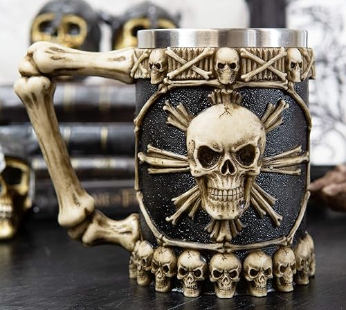 Miniatura 7 de Ebros Gift Gran taza de café con diseño de ron pirata pirata y huesos cruzados, diseño de calavera y cráneo, jarra, jarra, taza de café de 20 onzas