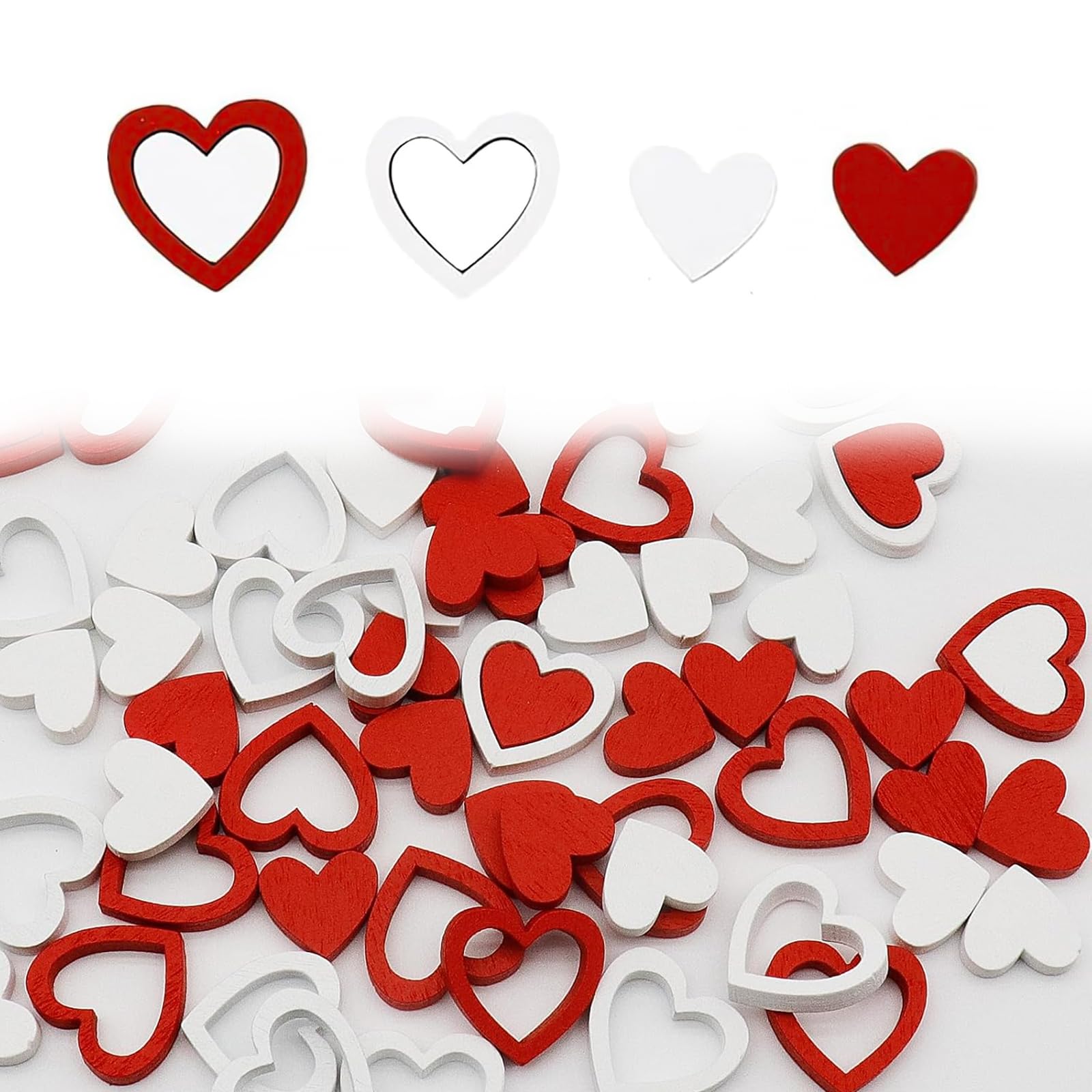 200 Cuori In Legno Rosso 2cm - Decorazioni Per Matrimoni, Festa Della Mamma, Craft - Cuori Amore In Legno