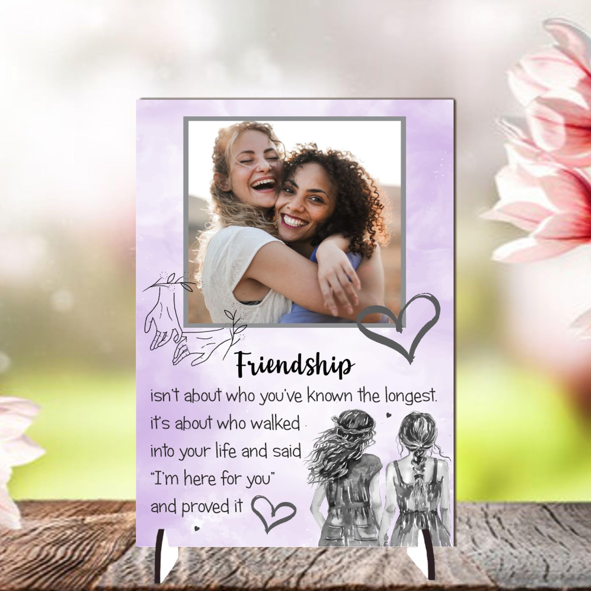 Personalised Friendship Plaque โ Celebrate Your Unique Bond with a Gift for Your Best Friend | "Friendship Isn't About Who You've Known the Longest" (Lilac, Mdf Wood A5 21cm x 15cm)