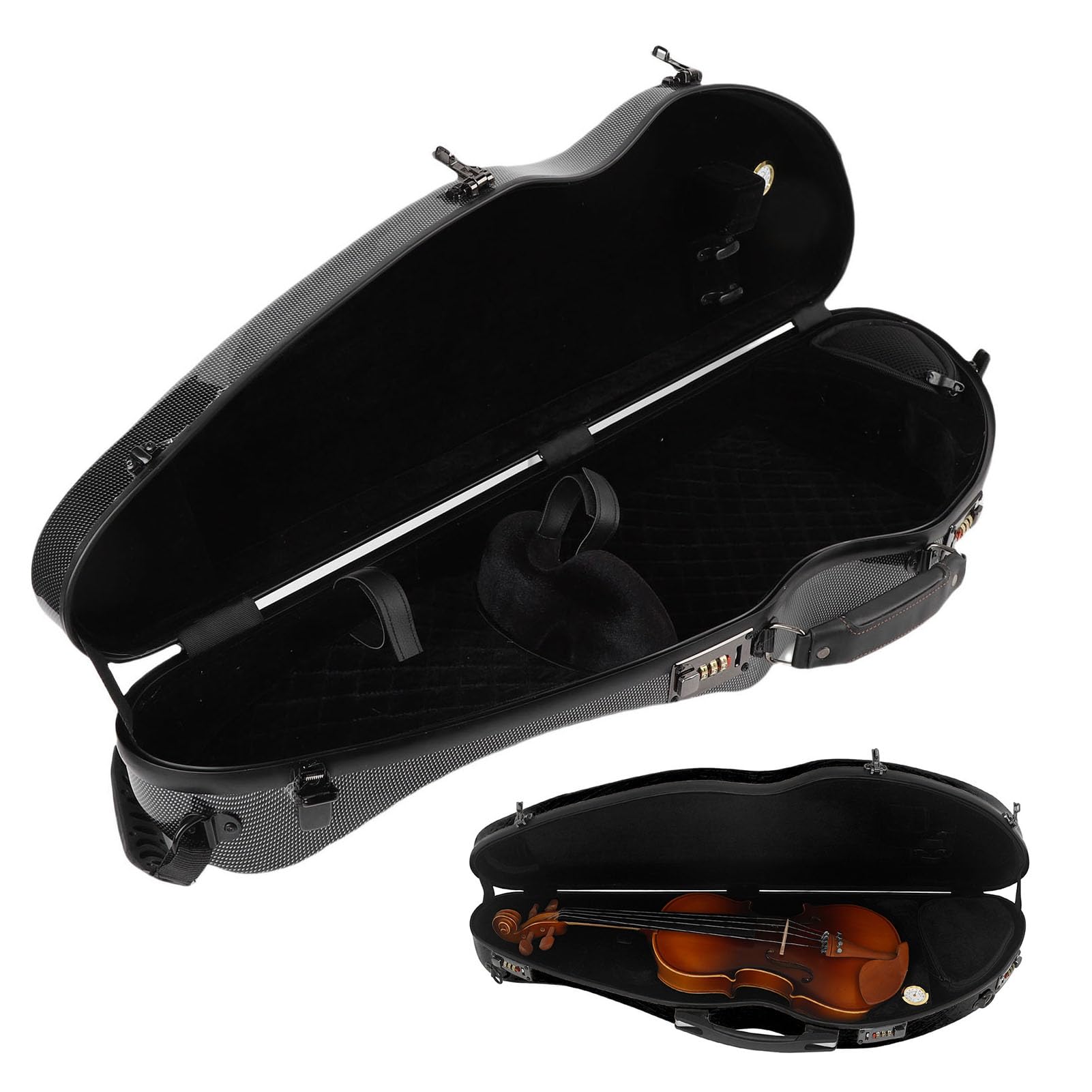 Alomejor Estuche de Violín con Dobles Correas, Fibra de Carbono