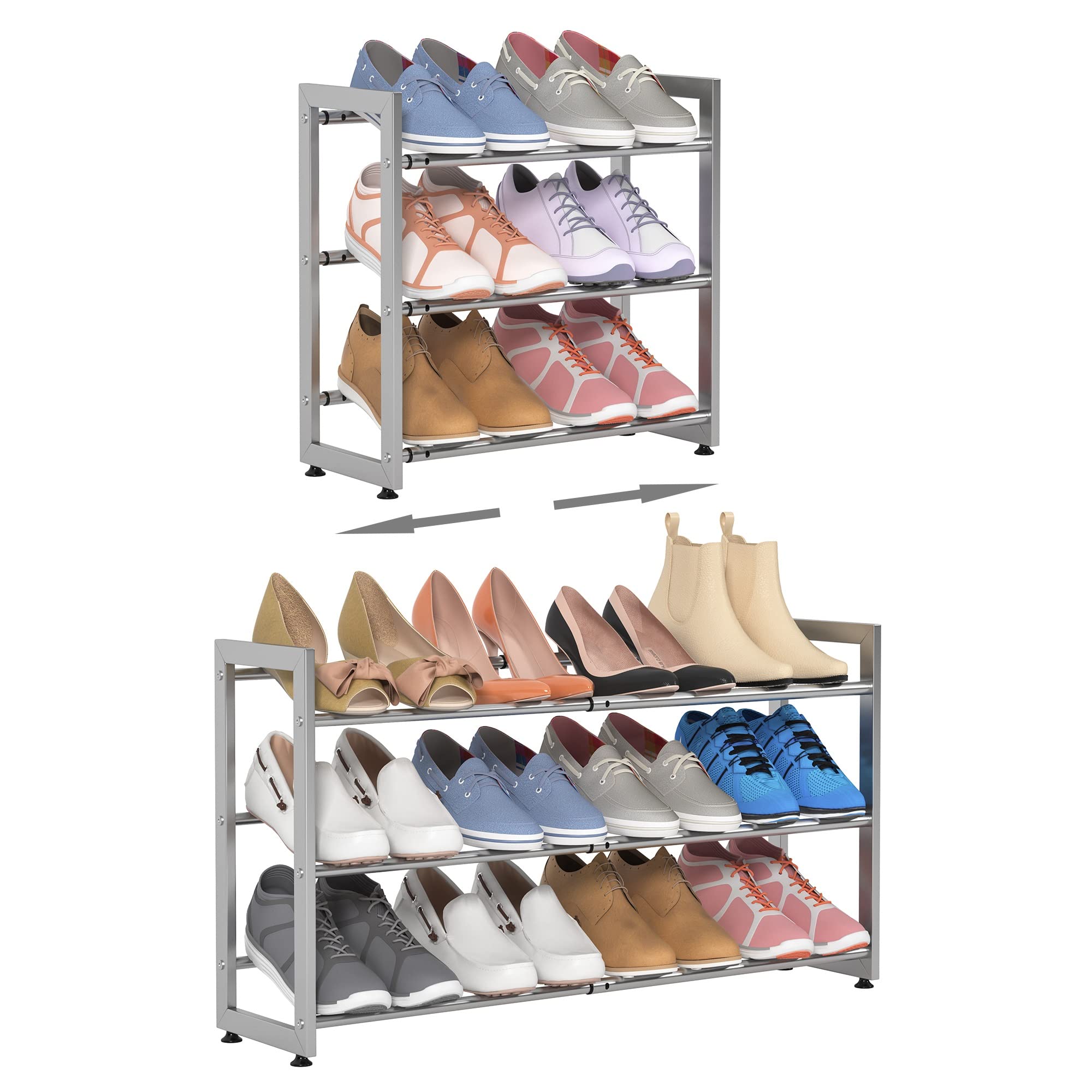Buy FKUO 3 Tier Shoe Rack for Closet Metal Free Standing Small Shoe